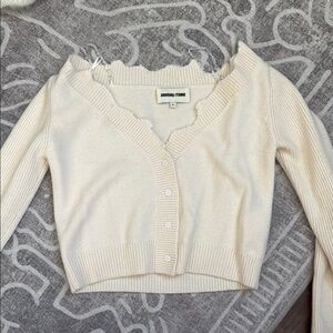 Shushu/Tong Cream Raw Edge Cardigan
